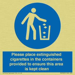 Please place extinguished cigarettes in the containers provided to ensure this area is kept clean